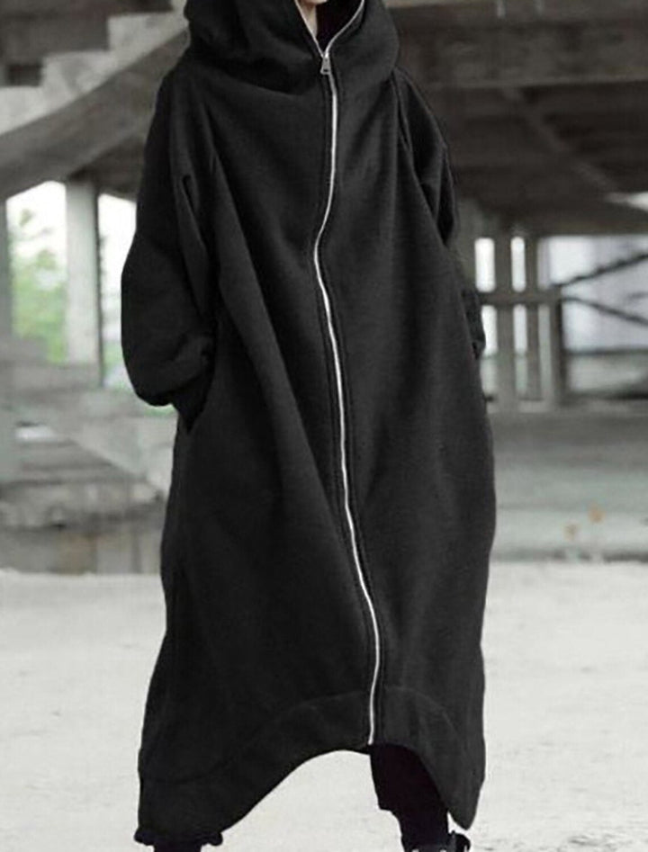 Modern damkappa, lång huvkappa för kvinnor i urban stil, varm och bekväm.