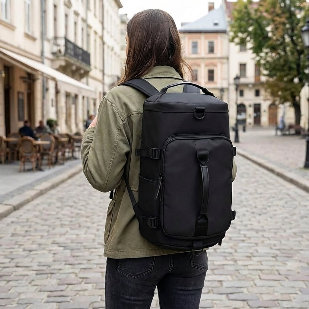Lätt multifunktionell unisex resväska/ryggsäck i oxford-tyg, perfekt för resa och äventyr.