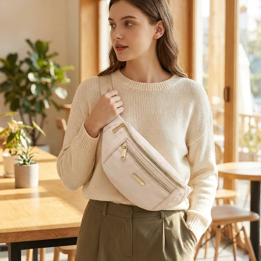 Lätt unisex nylon midjeväska LightPouch, idealisk för dagligt bruk, resor och sport. Praktisk & bekväm.