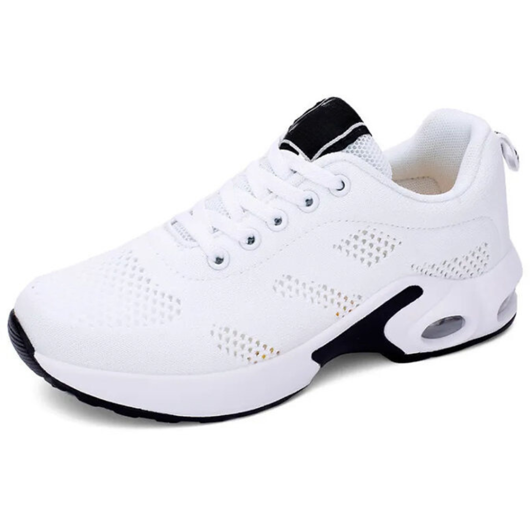 Svarta lättviktssneakers för dam, utmärkta för långa promenader och bekvämt utomhusbruk.