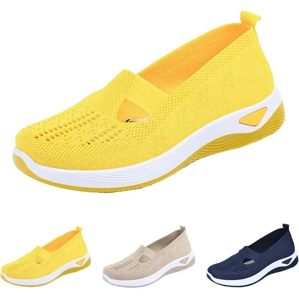 Vita damsneakers slip-on med ergonomiskt stöd. Ultimat komfort för promenader.
