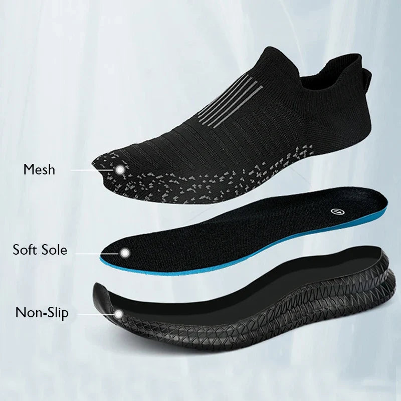 Bekväma slip-on herrskor för utomhusbruk, lätta och ventilerande för promenader.
