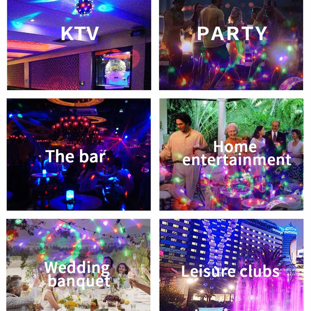 Magisk LED discoboll för fest. Skapar dynamiskt stämningsljus med roterande färger. Idealisk för hemmabruk.