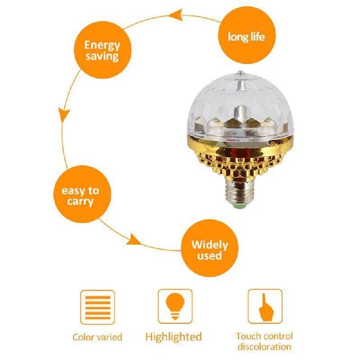 LED kristallkula som projicerar roterande ljusmönster. En energisnål festlampa för en livlig och färgglad hemmadisco.