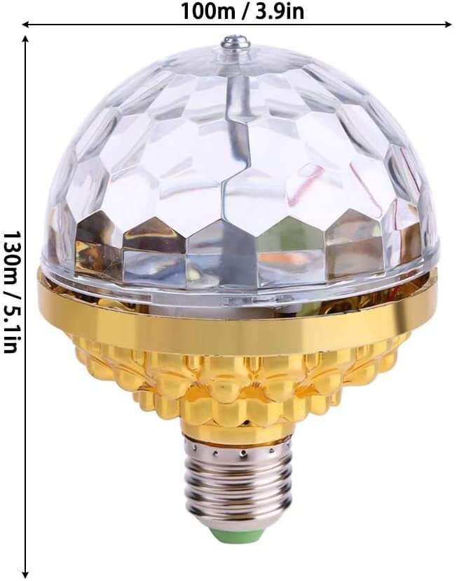 Mångfärgad LED discoboll med roterande ljus och stroboskopeffekt. En stämningsfull festlampa för party.