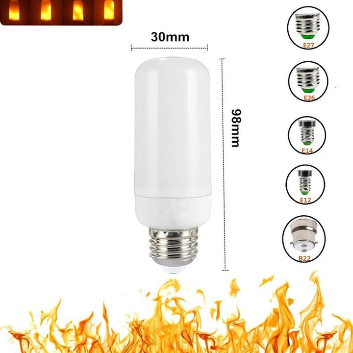 LED-lampa med flamma som lyser upp ett mörkt rum, varm och inbjudande känsla