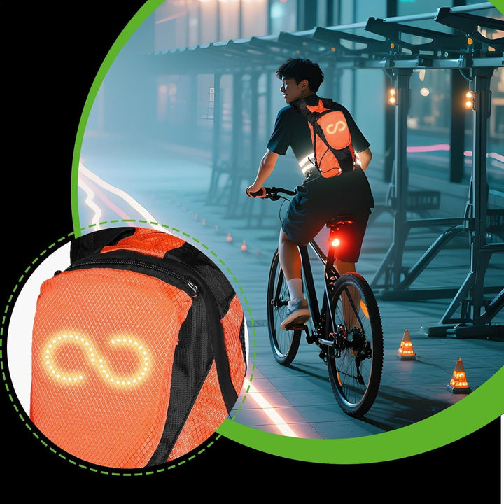 Säkerhetsväska med LED-belysning för motorcyklister. Förbättrar synlighet vid nattkörning & utomhus.