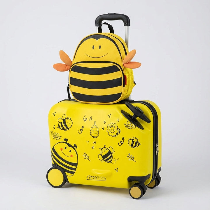 Travelbee 2-i-1 barnresväska med matchande ryggsäck, slitstark design för leksaker och kläder på resan.