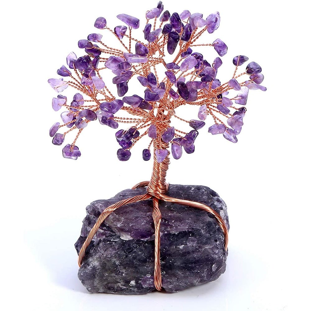 Livets Träd Kristall Bonsai med ametist, renar energi och ger harmoni i heminredningen.