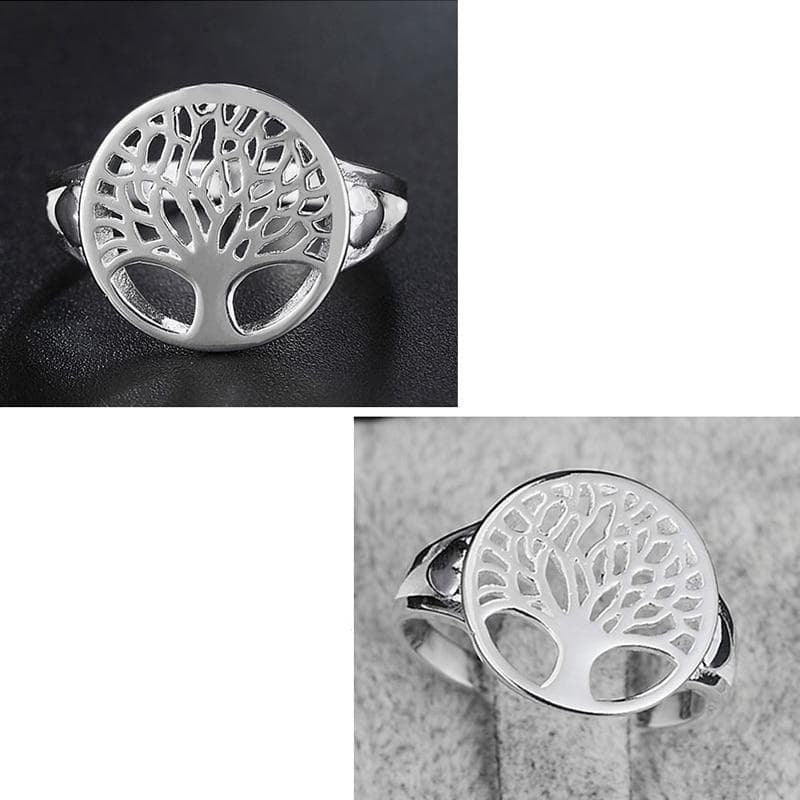 Högkvalitativ livets träd ring i äkta 925 sterling silver, symboliskt och hållbart damsmycke.