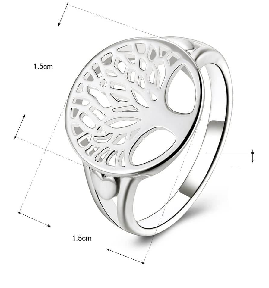 Trendig livets träd silverring i 925 sterling silver. Ett symboliskt och andligt keltiskt damsmycke.