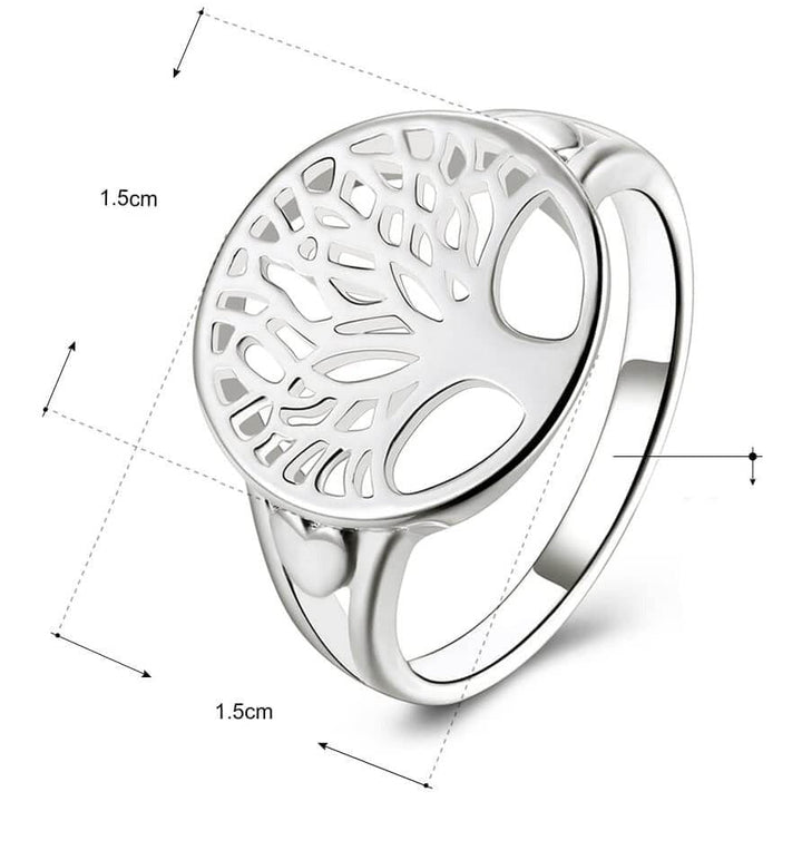 Trendig livets träd silverring i 925 sterling silver. Ett symboliskt och andligt keltiskt damsmycke.