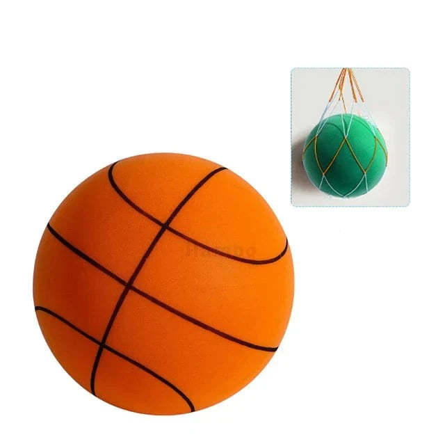 Ljudlös basketboll i syntetmaterial för inomhus- och utomhusträning, färggrann och hållbar.
