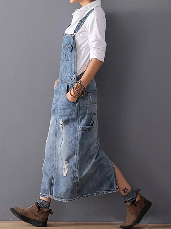 Bekväm och tidlös denimklänning för kvinnor, perfekt vardagsklänning med trendig stil. Avslappnad passform.