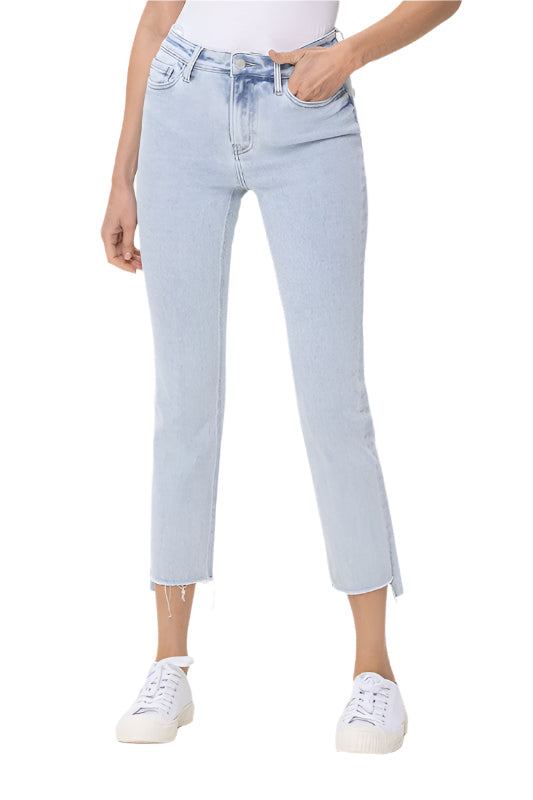 Ljusblå raka jeans med hög midja för dam, casual vår- och sommarmode