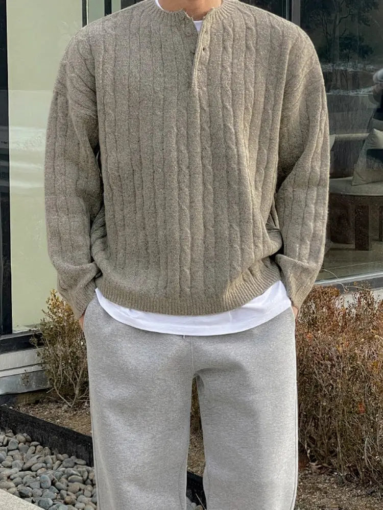 Stilren herr Henley pullover. Klassisk långärmad tröja för en avslappnad men välklädd look under höst/vår.