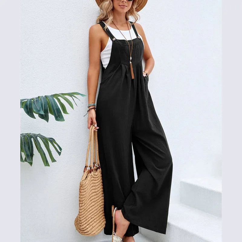 Luftig damjumpsuit för sommarstil, bekväm och mångsidig. Perfekt för vardag och semester.