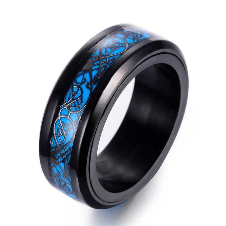 Elegant drakring för män och kvinnor, rostfritt stål, symbolisk design.