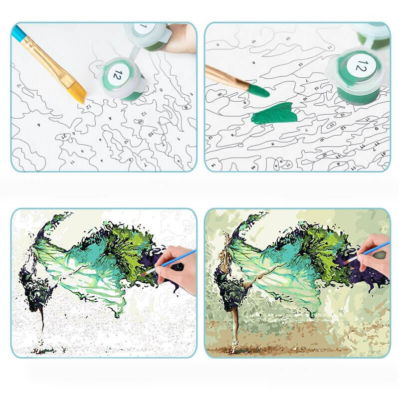 Perfekt presenttips: Måla efter Nummer kit med motiv av grönt träd. För kreativa själar.