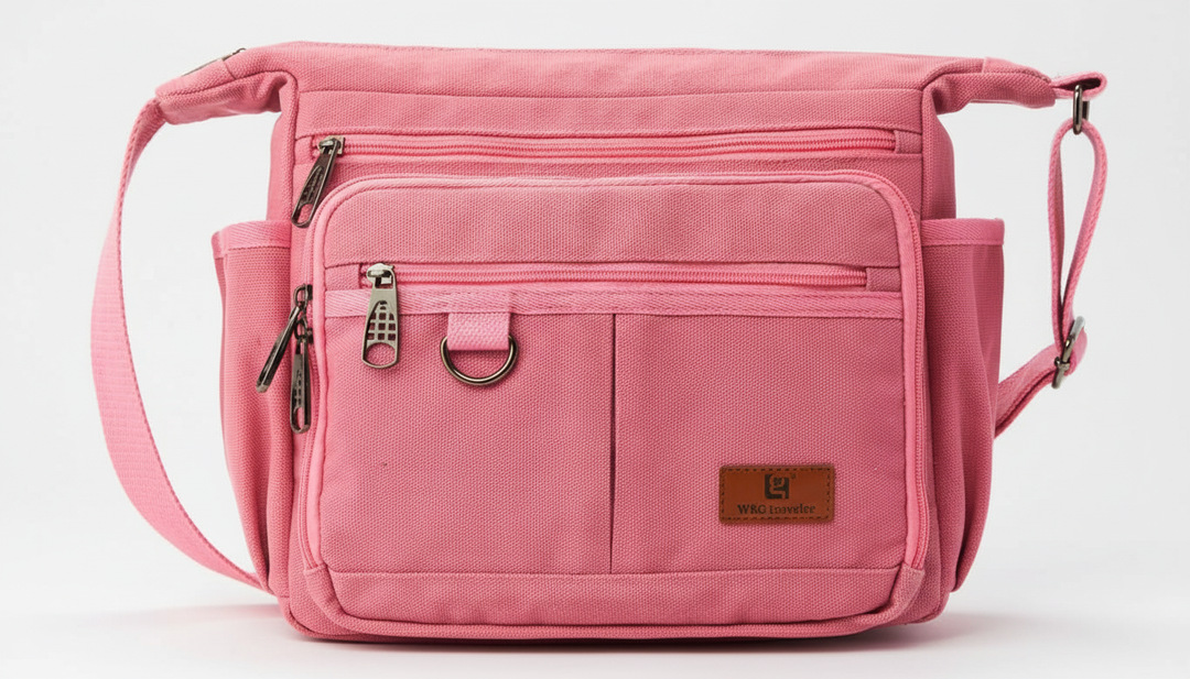 Modern unisex axelväska i canvas, med RFID-skydd. Stilren messengerbag för organiserad förvaring, olivgrön/svart.