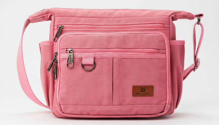 Modern unisex axelväska i canvas, med RFID-skydd. Stilren messengerbag för organiserad förvaring, olivgrön/svart.