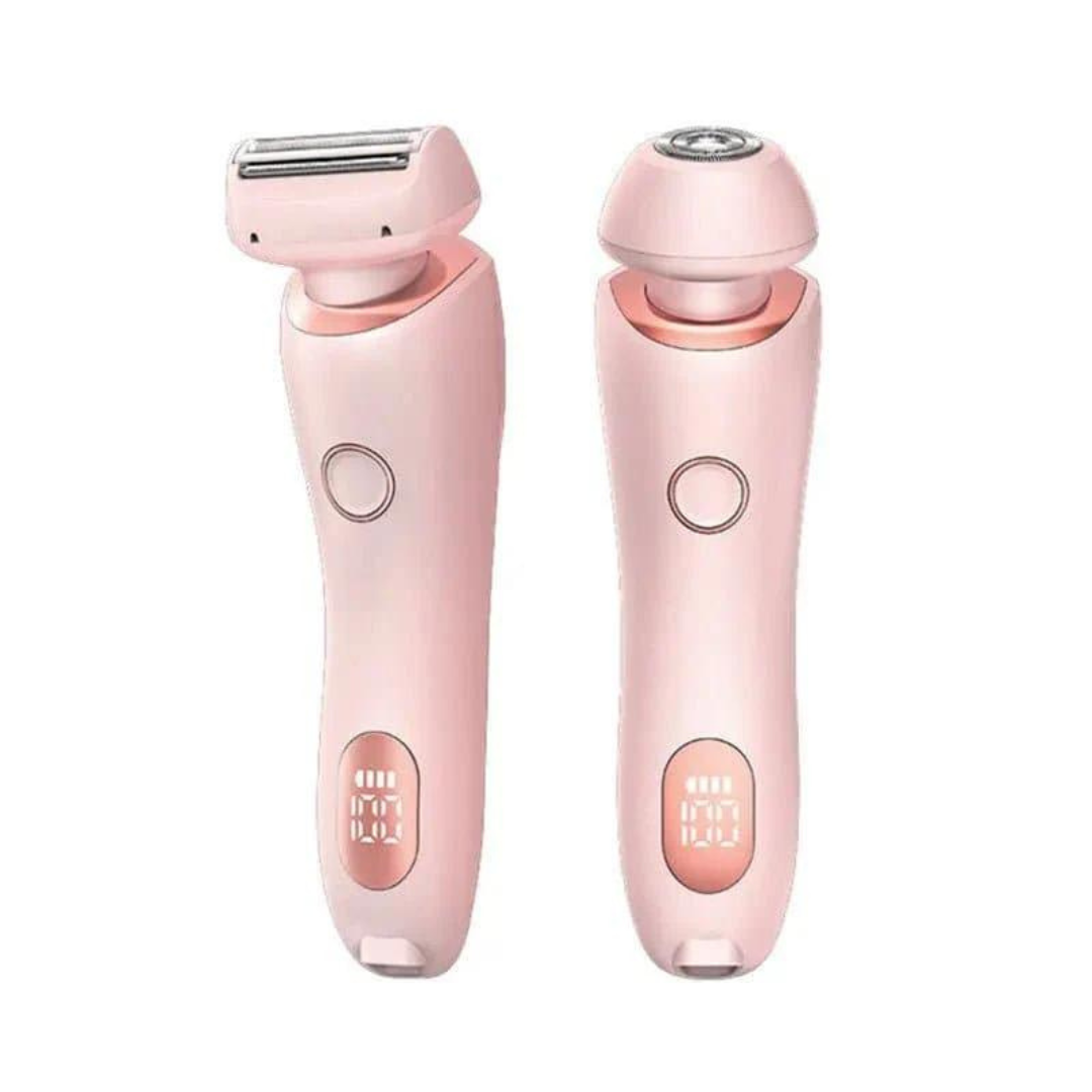 Epilator i handen för demonstrationssyfte, visar dess kompakta storlek och portabilitet.