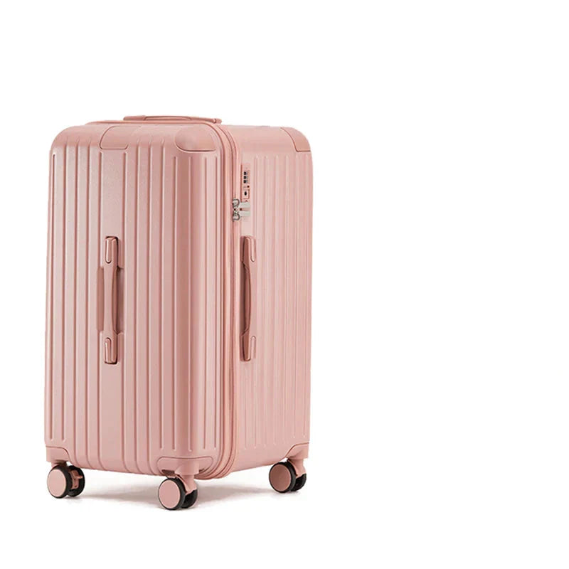 Elegant mellanbagage hård resväska rosa, smidig med tysta hjul & säkert TSA-kombinationslås.