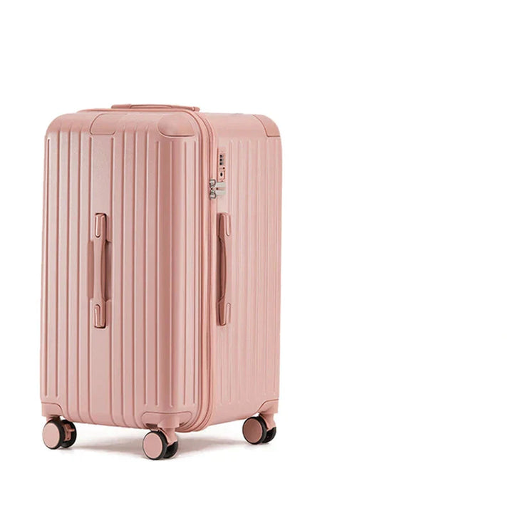 Elegant mellanbagage hård resväska rosa, smidig med tysta hjul & säkert TSA-kombinationslås.