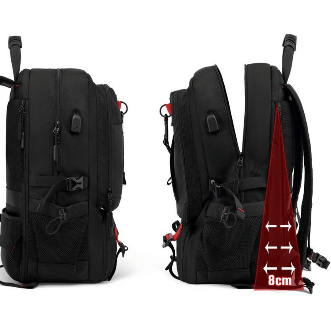 Mångsidig unisex reseryggsäck 50L för äventyr, vandring & weekendresor. Vattentät sportväska med USB-port.