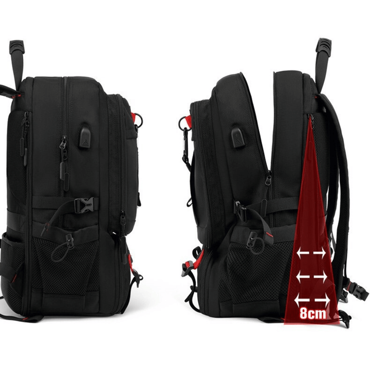 Mångsidig unisex reseryggsäck 50L för äventyr, vandring & weekendresor. Vattentät sportväska med USB-port.