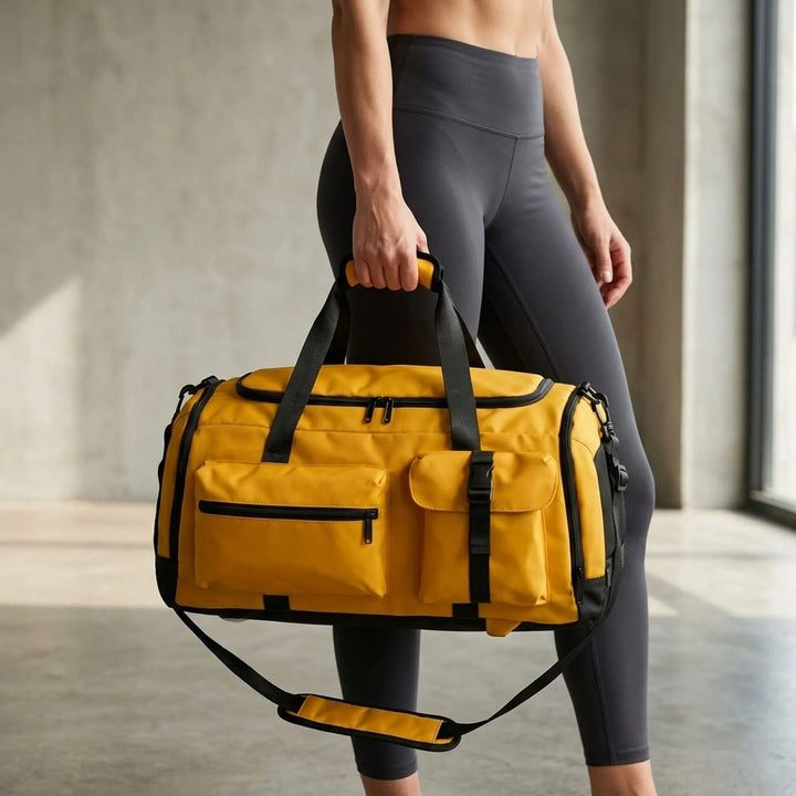 Mångsidig unisex sportduffel i oxfordtyg, konvertibel till ryggsäck. Perfekt för träning & weekendresor.