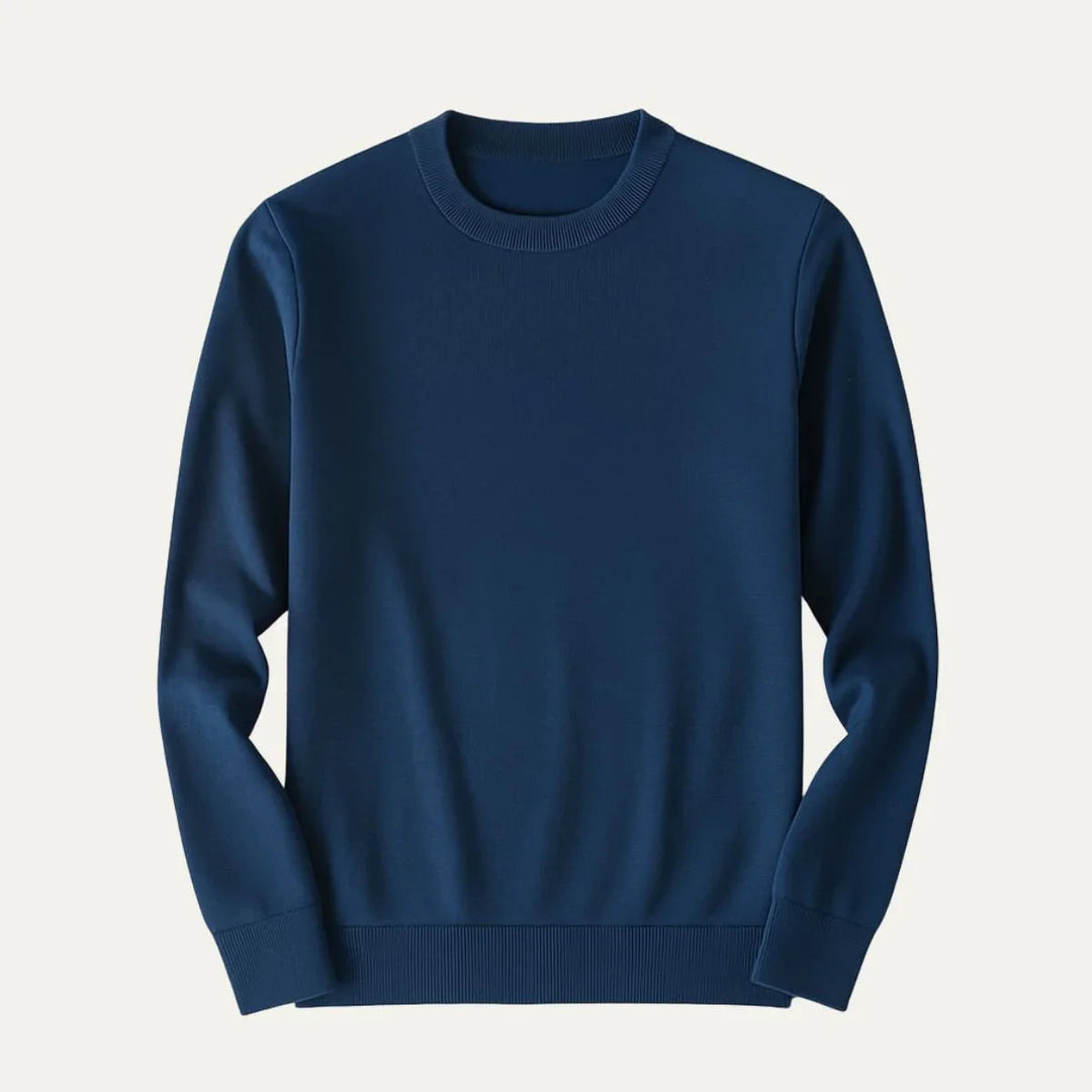 Mjuk, stickad merinoullblandad jumper för män, bekväm och tidlös design.