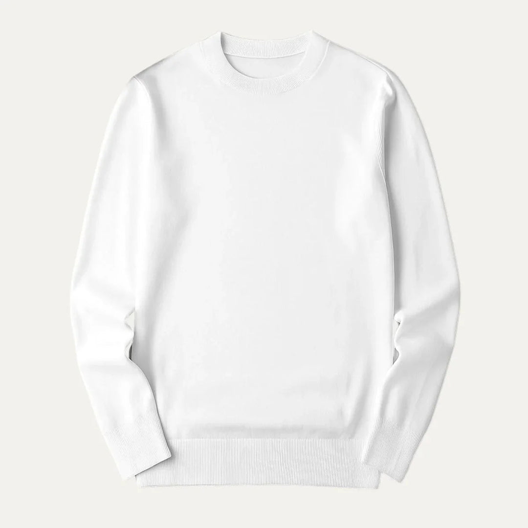 Herrtröja i merinoullblandning med en avslappnad casual stil för alla tillfällen.