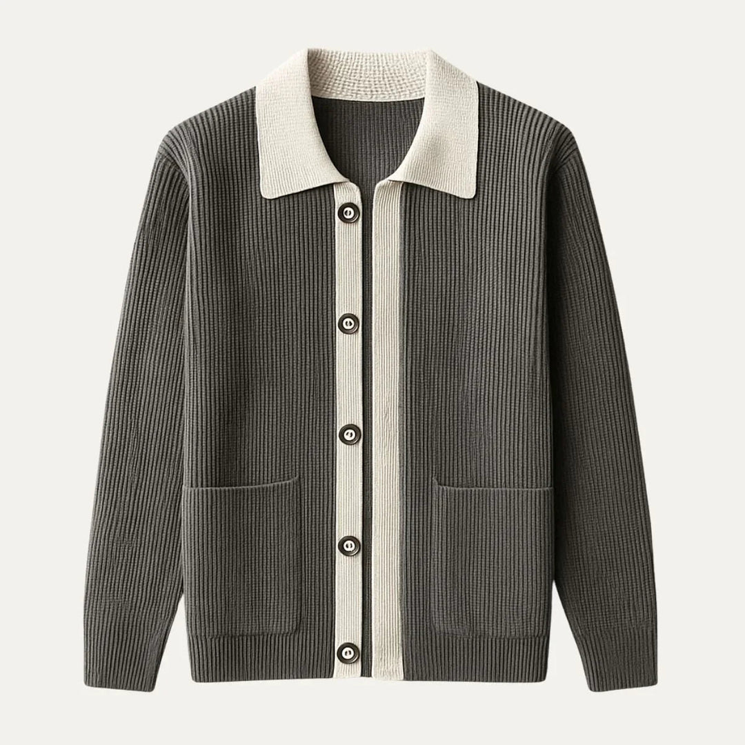 Bekväm och elegant herr-cardigan med skräddarsydd passform, idealisk för smart casual.