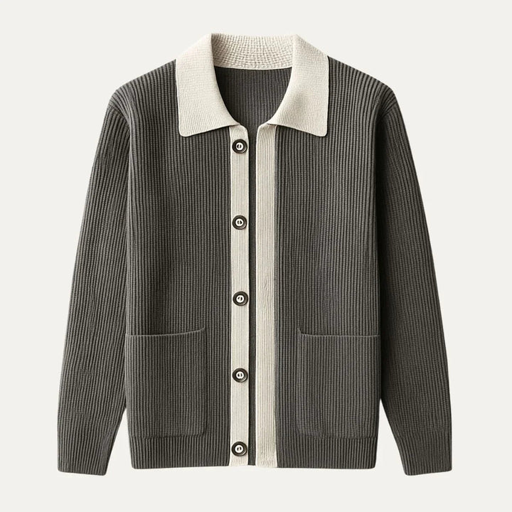 Bekväm och elegant herr-cardigan med skräddarsydd passform, idealisk för smart casual.