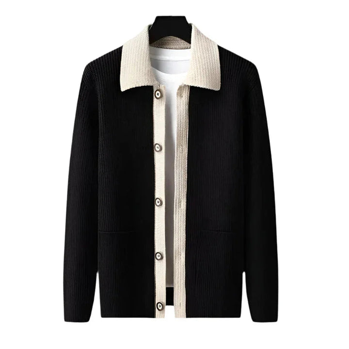 Herr-cardigan med elegant fall och skräddarsydd passform, för en stilren look.