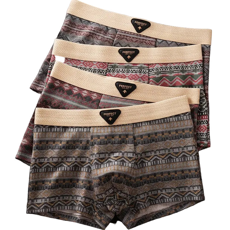 Mäns geometriska boxershorts med U-påse. Stilrena herrunderkläder för bekvämt vardagsbruk.