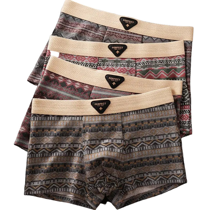 Mäns geometriska boxershorts med U-påse. Stilrena herrunderkläder för bekvämt vardagsbruk.