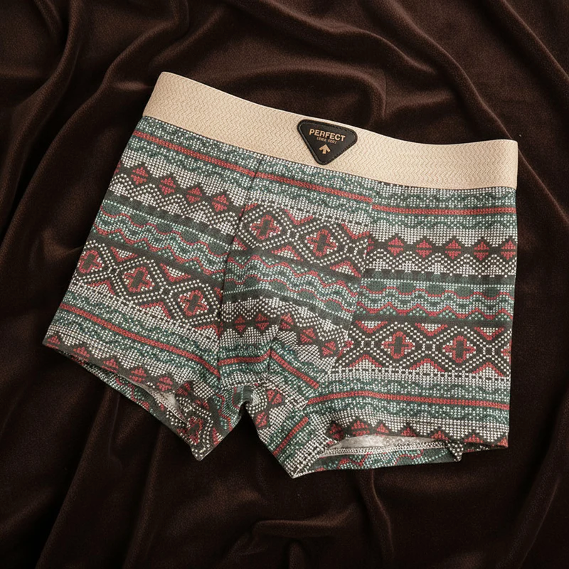 4-pack geometriska boxershorts för män, perfekta som vardagsunderkläder med komfort och stil.