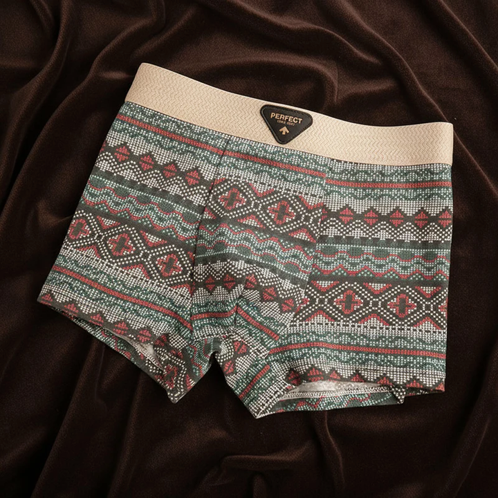 4-pack geometriska boxershorts för män, perfekta som vardagsunderkläder med komfort och stil.