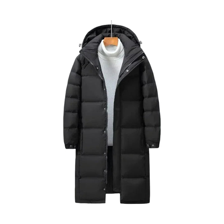 Mäns långa vinterparka, varm pufferjacka. Stilfull herrjacka för kalla dagar, perfekt ytterplagg.