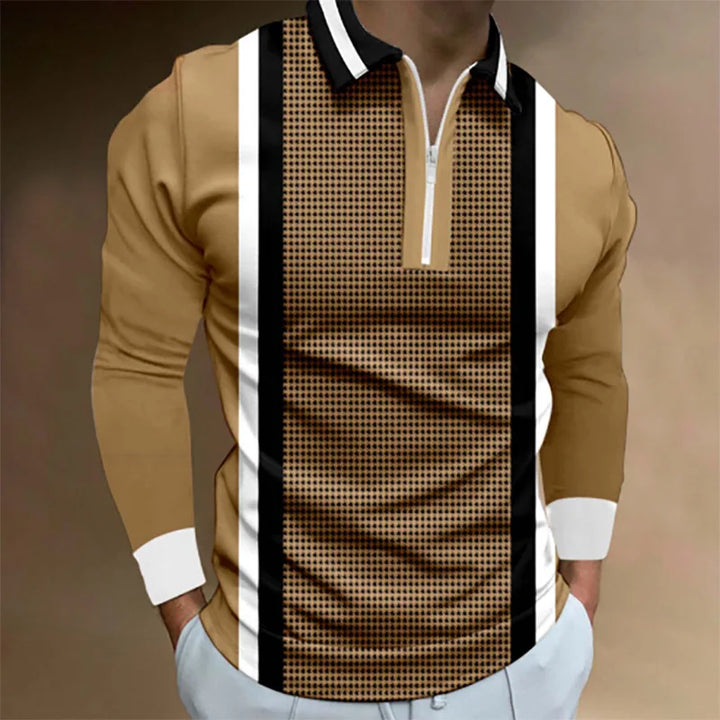 Mjuk herrpolotröja med dragkedja i tidlös design. Långärmad, enfärgad och slimfit för optimal komfort.