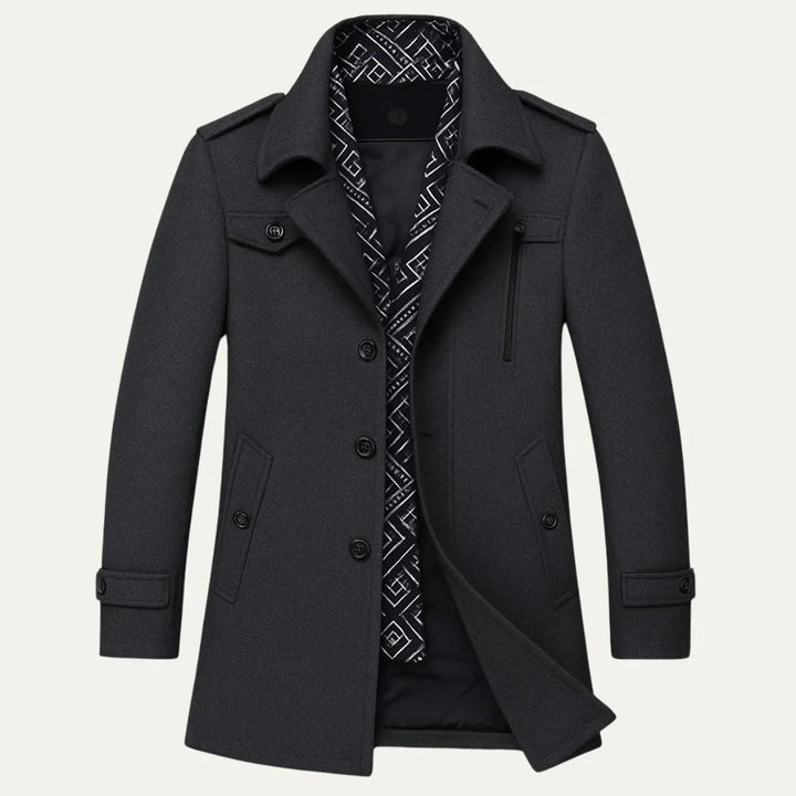 Tidlös skräddarsydd herrkappa, ett elegant ytterplagg som passar både formellt och vardagsmode.