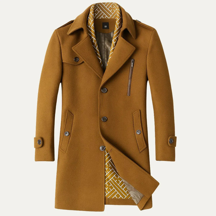 Exklusiv herrkappa, skräddarsydd för maximal elegans och komfort under höst och vinter.