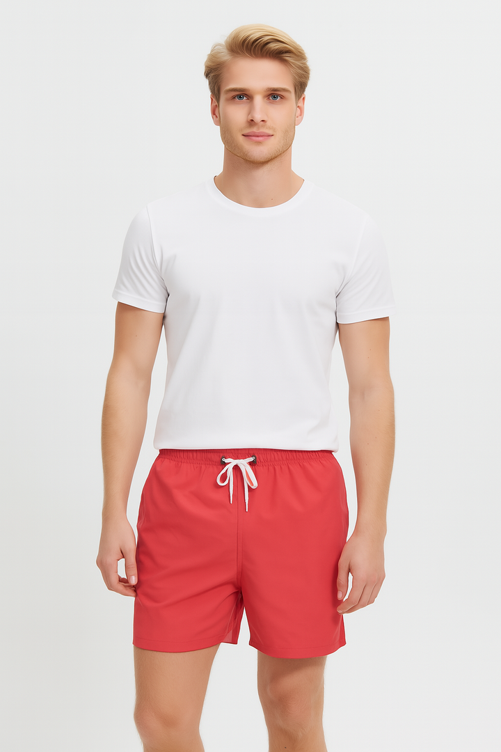 Bekväma simshorts för män i blått, perfekta för poolkläder och semesteraktiviteter.