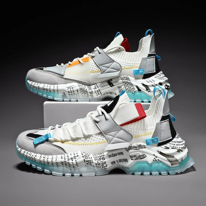Mångsidiga herr sneakers med tjock sula, utmärkta höst- och vårskor för urban stil.