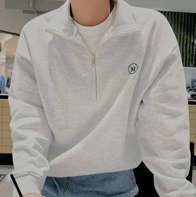 Mäns eleganta zip up tröja i bomull. Mångsidig & bekväm herrtröja, perfekt för vardag & stil.