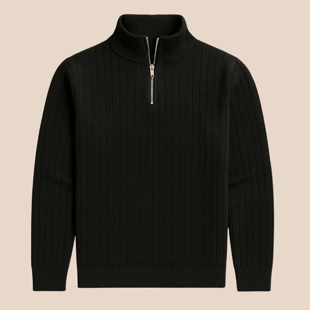Bekväm herrtröja med halv dragkedja i minimalistisk design, idealisk för casual stil.