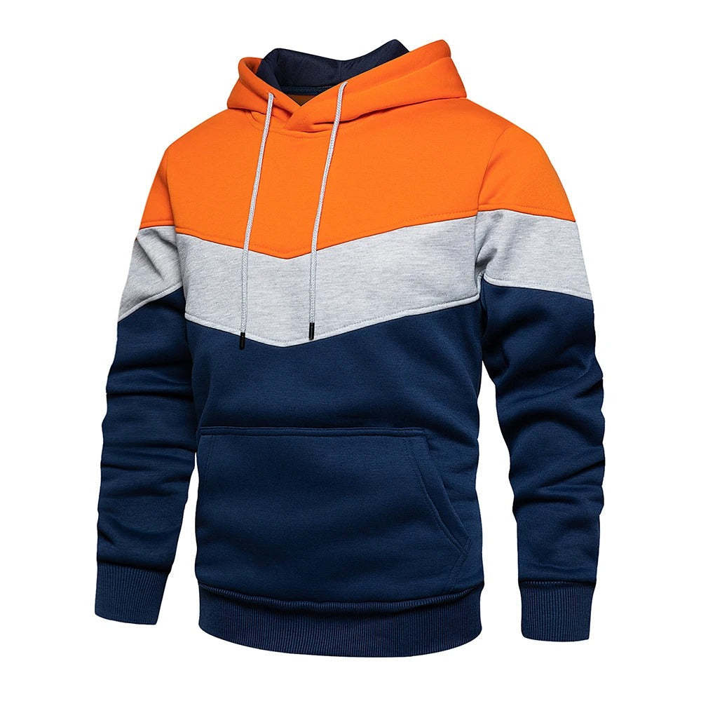 Textur & material: bekväm herr patchwork hoodie. Mjukt tyg, varm streetwear-stil.