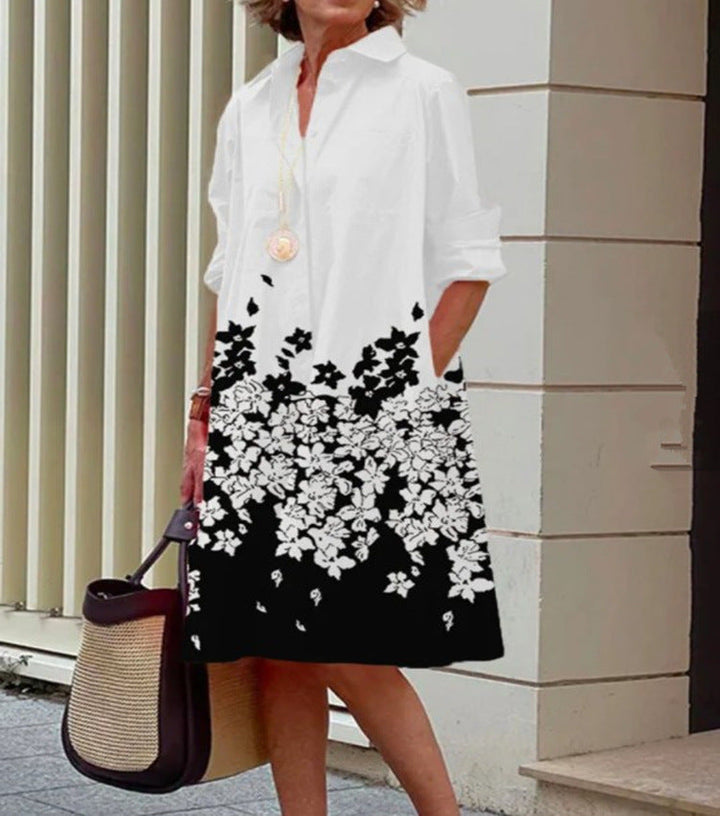 Damklänning med unika mönster. Bekväm, ledig och ventilerande sommarklänning i elegant midi-stil.